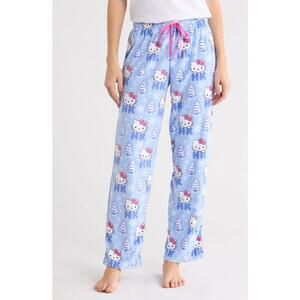 NWT! Hello Kitty Pajama Pants Blue Winter Print Size Medium